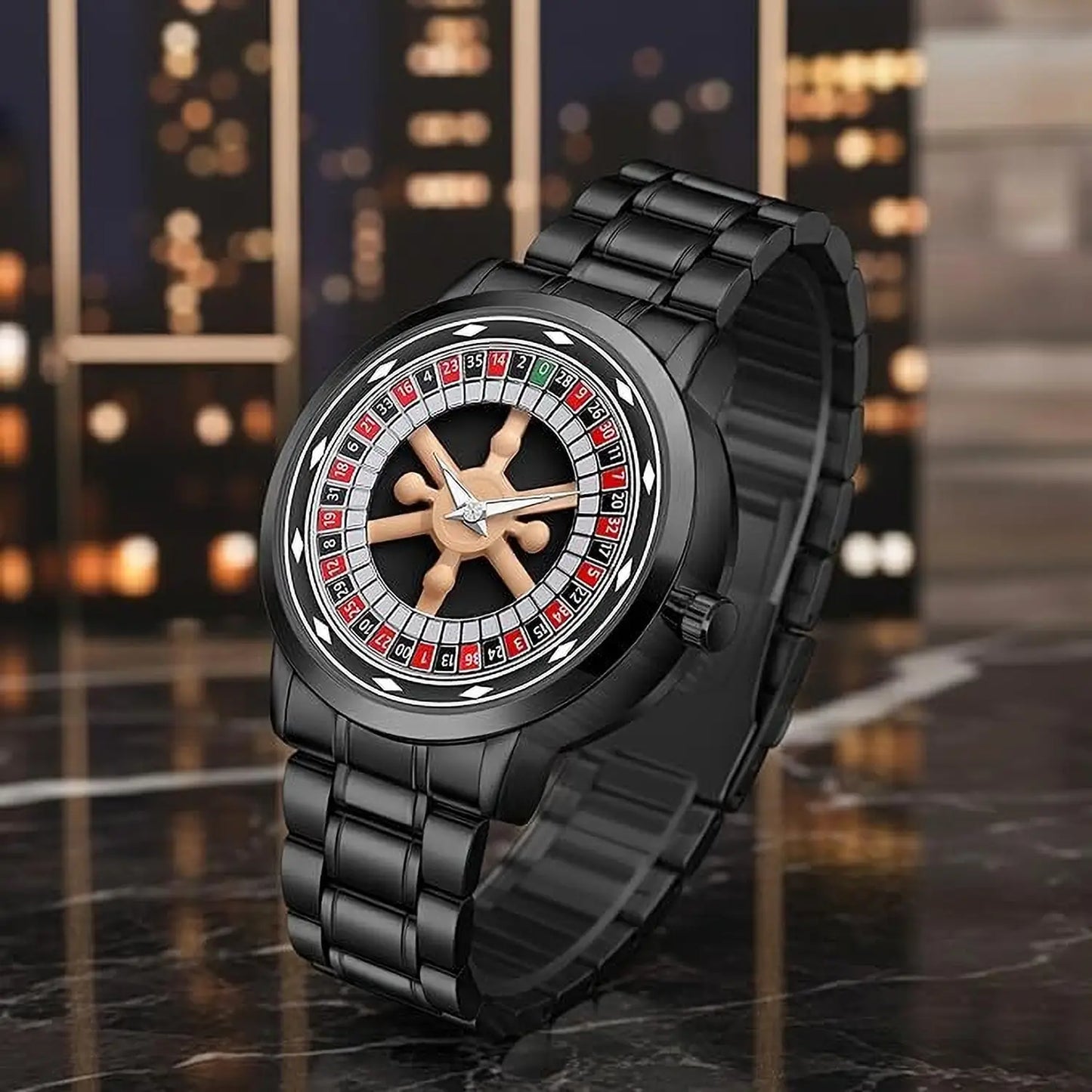 Casino Rotating Dial Watch for Men | Luxury Stainless Steel Analog Wrist Watch with 360° Rotating Dial