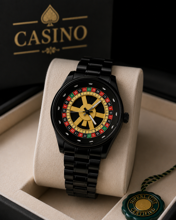 Casino Rotating Dial Watch for Men | Luxury Stainless Steel Analog Wrist Watch with 360° Rotating Dial