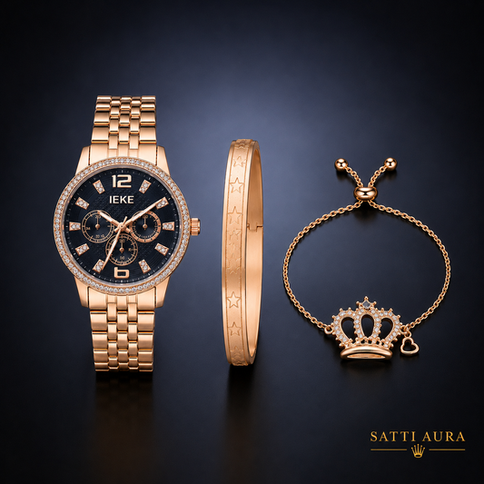 LEKE Rose Gold Women's Watch Bracelet | Gift Set For Women Watch