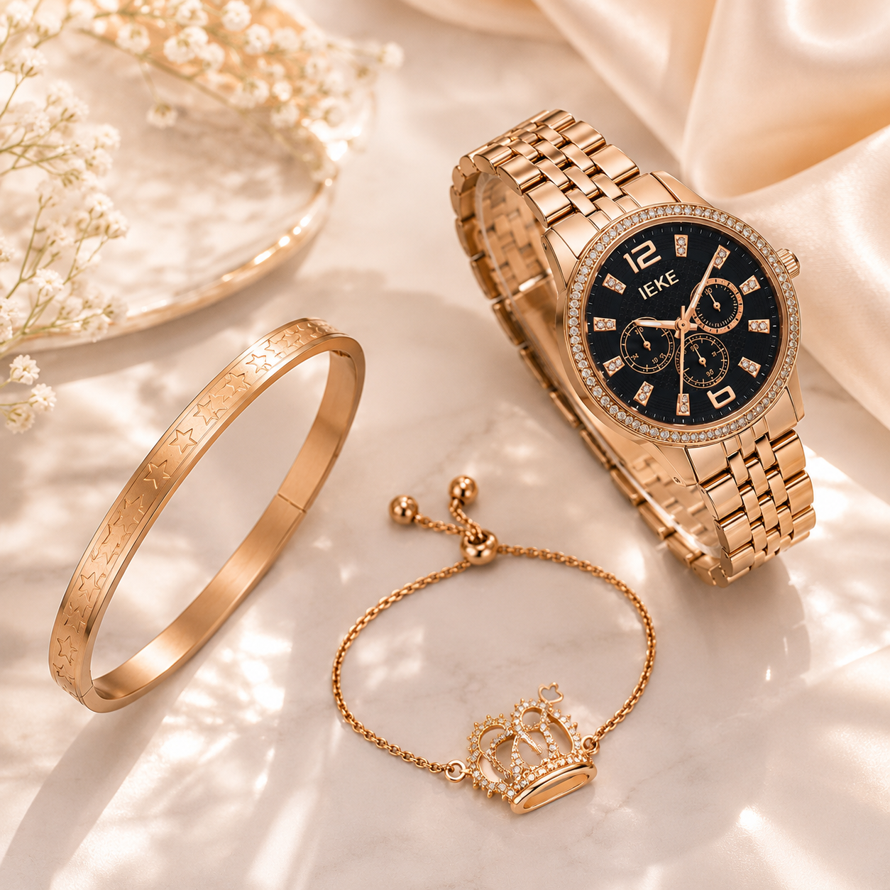 LEKE Rose Gold Women's Watch Bracelet | Gift Set For Women Watch