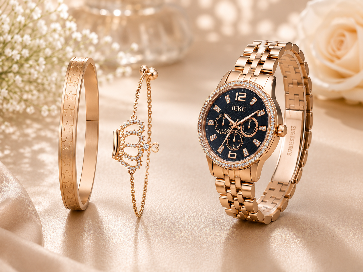 LEKE Rose Gold Women's Watch Bracelet | Gift Set For Women Watch